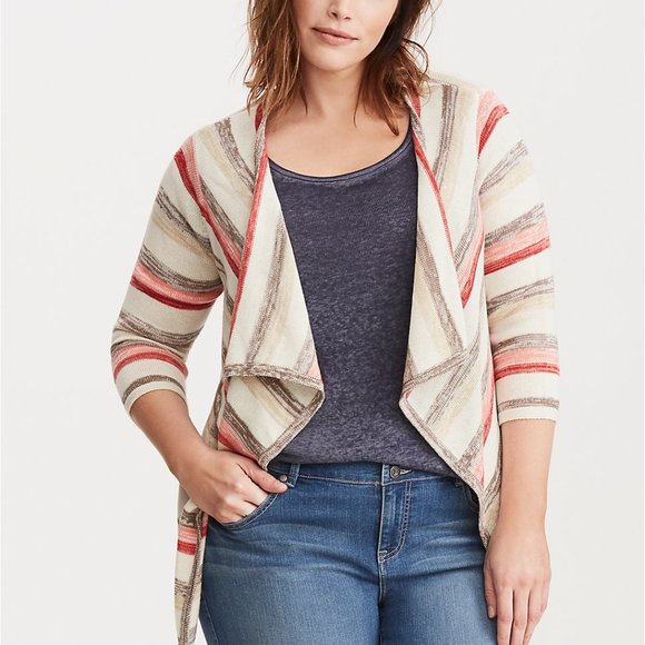 torrid Sweaters - Torrid Striped Draped Cardigan